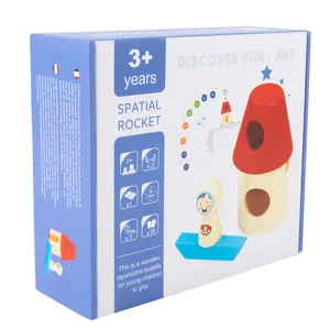 Gioco di Impilamento Razzo in Legno per Bambini Giocattolo Educativo da Tavolo per Apprendimento