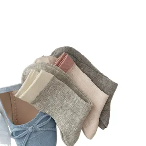 Breathable cotton mid-calf socks for women, summer thin mesh casual daily wear hosiery