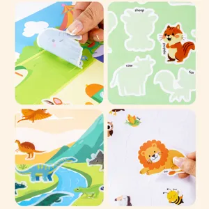 Educational magic static sticker book for kids, interactive animal puzzle toy with easy tear.