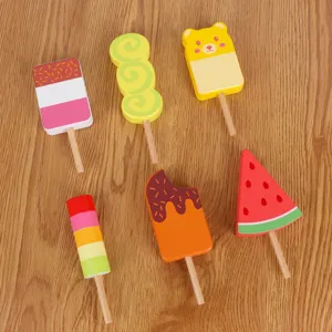 Wooden ice cream popsicle toy set for kids pretend play wooden kitchen food toys simulation toys