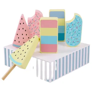 Wooden ice cream popsicle toy set for kids pretend play, colorful wooden dessert gift for kids.