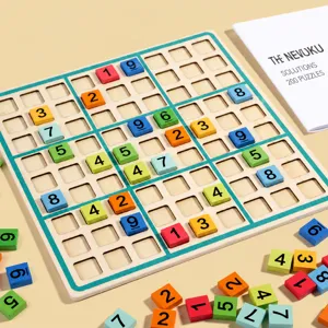 Wooden Sudoku board game set with colorful number blocks for kids logic training brain teaser
