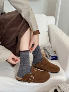 Wool blend slouchy socks winter warm mid-calf knit socks for women cozy daily wear