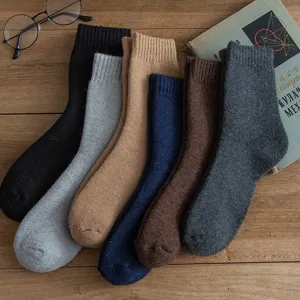 Herren Winter Verdickte Wollmischung Thermische Crew Socken Warm Fleece Gefüttert Kaltes Wetter Weich Bequeme Lässige Socken