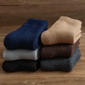 Herren dicke Wollsocken Winter warme thermische Frottee-Socken mehrfarbige Kuschelsocken