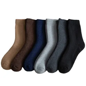 Herren Winter dicke Wollsocken warme thermische Fleece Socken 6er Set bequeme einfarbige Socken