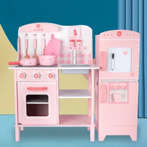 Wooden Kids Pretend Play Kitchen Toy Simulation Cooking Set Nordic Interactive Educational Toy Gift For Boys Girls