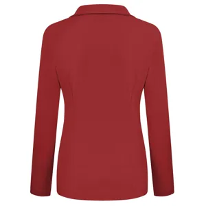 Women red blazer long sleeve slim lapel jacket street coat. Perfect for daily wear.