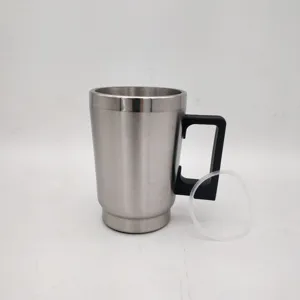 Stainless steel atomizing cup for car headlight repair tool with black handle and sealing ring.