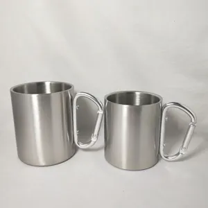 Stainless steel carabiner mug outdoor camping coffee cup portable metal water cup double wall