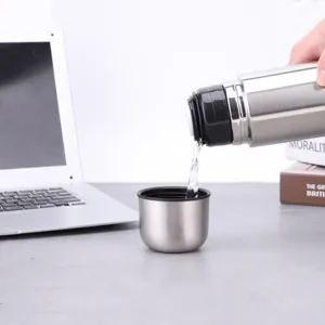 Stainless steel vacuum insulated bullet thermos flask, double wall travel water bottle for outdoor.