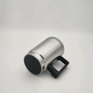 Stainless steel automotive headlight repair atomizing cup close up with black handle