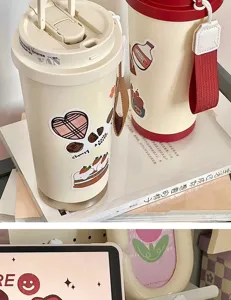 316 stainless steel insulated water bottle with straw, cute dual-drink tumbler for daily use.