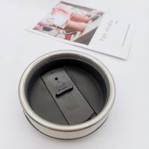 Replacement lid for car heating travel mug, stainless steel and plastic sealing cover.