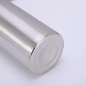 Stainless steel water bottle bottom detail, durable metallic brushed finish texture.