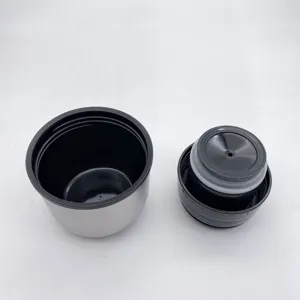 Stainless steel thermos cup inner structure and sealed lid detail view showing quality.