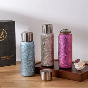 Ensemble de bouteilles isothermes en pur titane avec infuseur à thé, design de bureau.