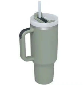 40oz stainless steel insulated tumbler with ergonomic handle and straw for daily hydration.