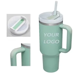 40oz Stainless Steel Insulated Tumbler with Handle and Straw Travel Mug for Car and Office