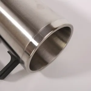 Stainless steel car heating cup with black handle, 12V 24V travel electric mug for vehicle.