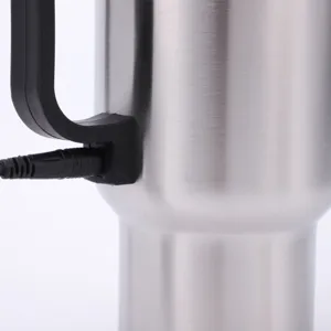 Stainless steel 12V car electric heating travel mug with plug and insulated double wall design