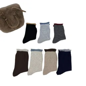 Set calzini metà polpaccio inverno lana donna, stile giapponese caldi orlo slouch comodi.