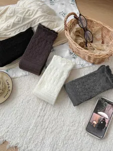 Cozy autumn winter knit hollow out long socks vintage leg warmers warm cotton knit hosiery