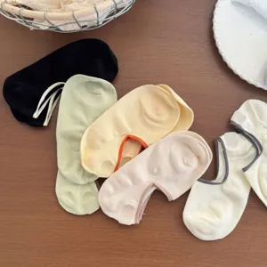 Women Summer Thin Pure Cotton Invisible Boat Socks Anti Slip Low Cut Solid Color Candy Color Casual Socks