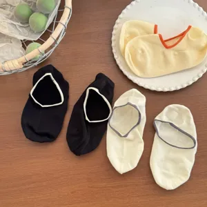 Women contrast color shallow invisible boat socks summer thin breathable cotton low cut socks
