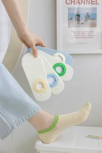 Summer thin color-blocking pure cotton low-cut invisible boat socks for women daily wear