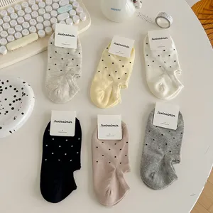 Summer women's low-cut invisible socks with cute polka dot patterns, comfortable and chic.