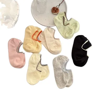 Women contrast color shallow boat socks anti-slip thin breathable cotton invisible socks