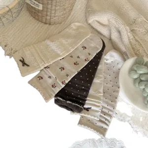 Cozy autumn slouch socks, Korean style bow lace floral knit socks for daily women and girls.