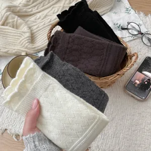 Cozy autumn winter knitted hollow out long socks retro slouch leg warmers for women warm.