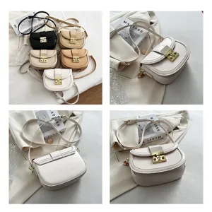Women chic minimalist saddle bag stylish PU leather shoulder crossbody bag for daily use