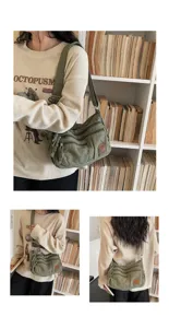 Damen Segeltuch Umhaengetasche Grosse Kapazitaet Casual Schultertasche Mehrfache Tasche