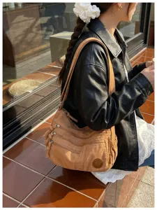 Lässige Mehrfachtaschen Segeltuch Umhängetasche für Damen, große Pendler Handtasche.