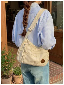Lässige Damen Canvas Umhängetasche, große Kapazität Mehrfachtaschen Freizeittasche.