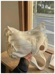 Canvas Umhängetasche Damen Beuteltasche große Kapazität Freizeit Handtasche Shopper