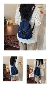 Sac à dos en jean décontracté pour femme élégant cartable bleu pour usage quotidien