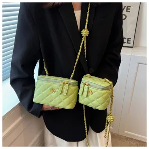 Quilted chain vanity bag for women, stylish small shoulder and crossbody handbag