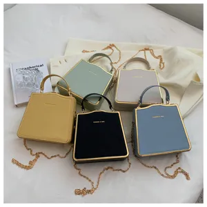 Stylish women shoulder bag retro chain crossbody bag trendy pu leather box handbag item
