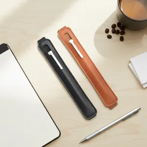 Leather elastic pen holder for notebook, durable storage bag for tablet capacitive stylus.