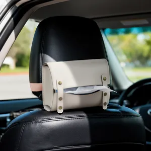 Leather Car Tissue Holder Vintage Backseat Tissue Box Auto Hanging Napkin Dispenser