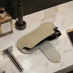Portable leather glasses case stylish storage bag for sunglasses and myopia glasses daily use
