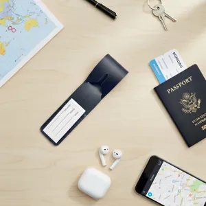 Creative PU leather luggage tag long travel bag accessory passport holder custom tag badge