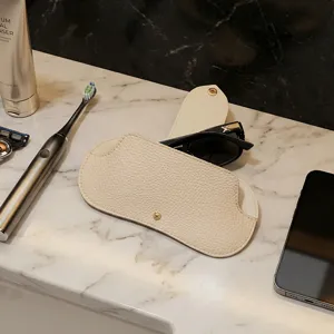 Portable leather glasses case soft storage bag minimalist snap sunglasses pouch for daily use.