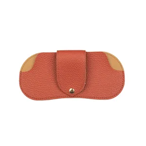 Portable PU leather glasses case, minimalist hard shell sunglasses storage pouch for daily use.