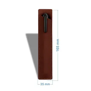 Estuche de cuero PU para bolígrafo marrón funda protectora pluma fuente 165x35mm