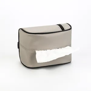 Soporte de Pañuelos para Coche Cuero PU Patrón Lichi Visera Asiento Trasero Bolsa Colgante Caja Organizadora de Interior Automotriz